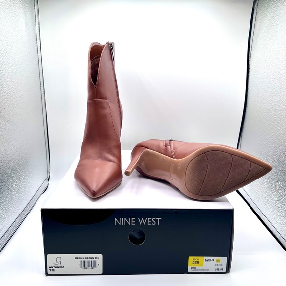 9 West Tolate Brown leather stiletto ankle bootie, size 7M - Picture 6 of 6